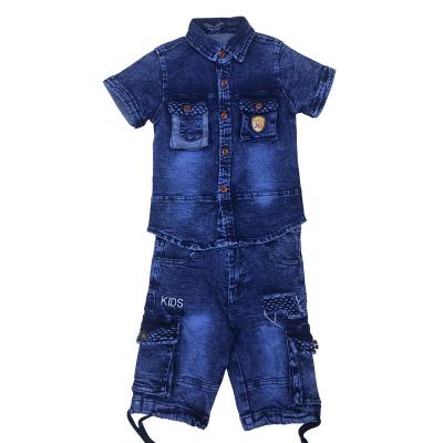 China Smart casual shorts sleeved children's clothing boys children's denim fabric clothing sets 2pcs children's clothing sets for sale