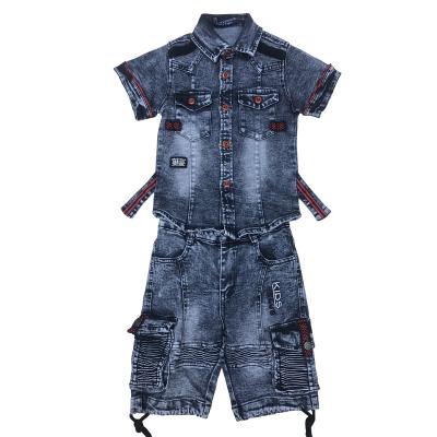 China Fashion Direct Selling Fashion Casual Boy Smart Kids Short Sleeve Jacket Shorts Spandex Cotton Stretch Sets Kids Boys Short Lattice Sets Two Pieces for sale