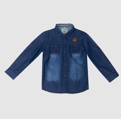 China Latest Design Breathable Kids Clothing Boys Button Down Shirts Cowboy Casual Shirt Denim Blue Long Sleeve Boys Shirts for sale