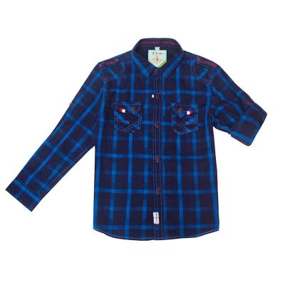 China Breathable customize kids clothing boys100% cotton toddler boys shirts lapel plaid shirts for boys for sale