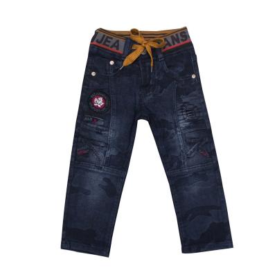 China Wholesale Kids Stretch Washed Denim Pants Boys Jeans Pants Fashion Stretch Drawstring Zipper Waistband Black Jeans Kids for sale