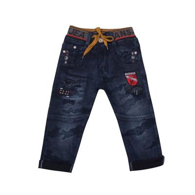 China Stretch Boys Boutique Clothing Jeans Boys Washed Black Denim Elastic Waistband Pants For Boys for sale