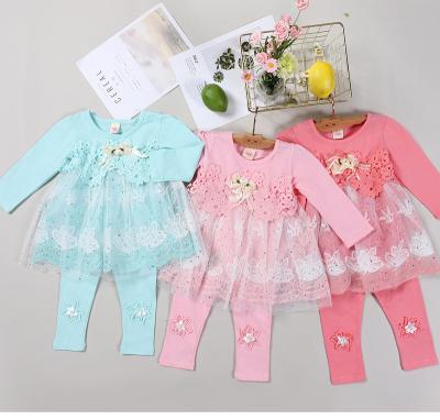 China Breathable Kids Wear Tulle Bridesmaid Dresses Two Piece Pants Dress Sets Sequin Long Sleeves Kids Dresses For Girls for sale