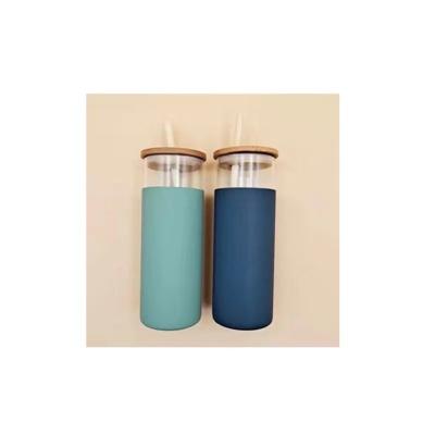 China Beautiful Viable Wholesale Cheap Price Straw High Borosilicate Glass Water Bottle With Silicone Sleeve for sale