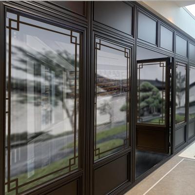 China Folding Screen Powder Coated Aluminum Double Swing Door Chinese Style Aluminum Casement Door With Clear Glass As Home Patio Door for sale