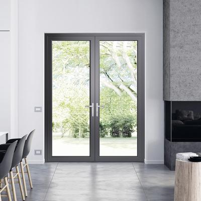 China Aluminum Swing Hinge Double Swing Casement Doors Double Glazed Glass Tempered Aluminum Casement Patio Frame Door for sale