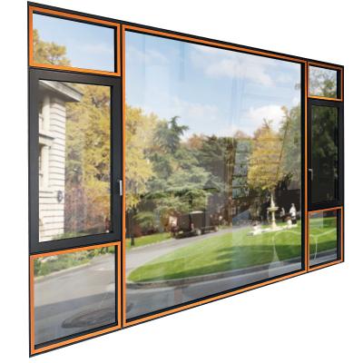 China Inward swinging aluminum view opening and inward-turning window with integrated shutter Tilt&Turn aluminum glass window for sale