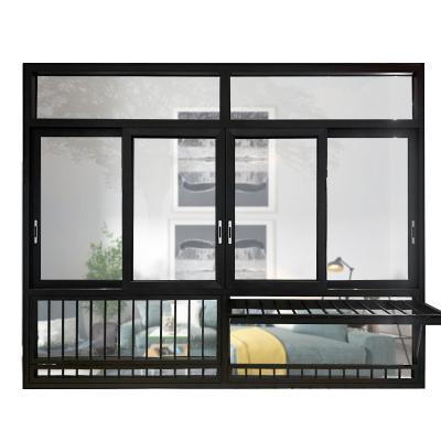 China Swing Three Rails Aluminum Alloy Sliding Window With Drying Bracket Aluminum Sight Sliding Windows Tempered Glass Soundproof Window for sale