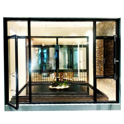 China Swing Casement / Push Out Aluminum Swing Window With Clear Tempered Glass Profile 304# Stainless Aluminum Mosquito Net Opening Windows for sale