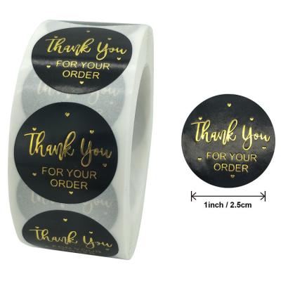 China Embossed Round Waterproof Custom Black Thank You Sticker for sale