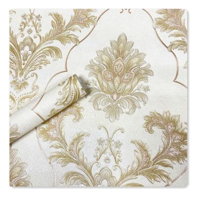 China Traditional Italy Style PVC Damask Design Waterproof Wallpapers / Wall Covering Wallpaper Rolls 1.06m for sale