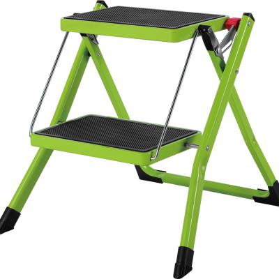 China Folding Ladders Wholesale Small Portable 2 Step Steel Folding Ladder Max Loading 150kgs for sale