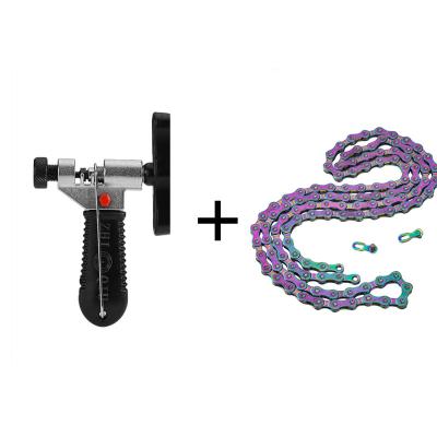 China 11Speed ​​Bicycle Chain Repair Kits 11Speed ​​MTB Steel Rainbow Chain 116 Links With Chain Breaker for sale