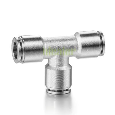 China Garment Shops Pneumatic Embed Unions Brass Pneumatic Fittings Tee Brass Air Fittings Airline Fittings for sale