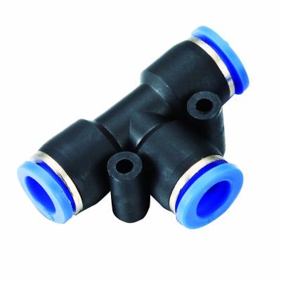 China Garment Shops Tee Type Plastic Pneumatic Fittings Air Fittings Recess Connectors 16mm Hose Fittings for sale