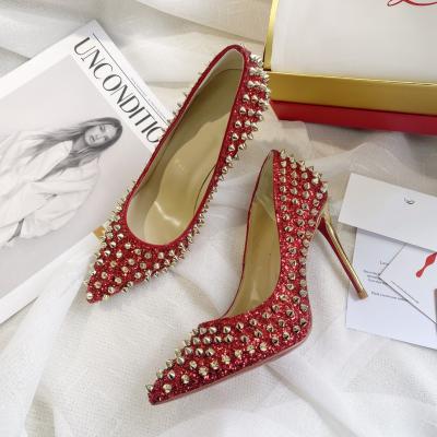 China 2021 Breathable Breathable Red Bottoms Heels Women Designer High Heel Shoes Luxury Party Wedding Glitter High Quality Elegant Pumps Women Shoes for sale