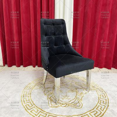 China (Other) adjustable modern cheap dining dining chairs factory price furniture silver stainless steel legs velvet chairs for sale