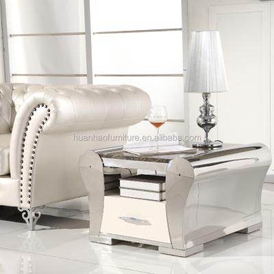 China Morden Luxury Silver Open Bridge Shape Metal Leg Marble Side Table ST0O9 for sale