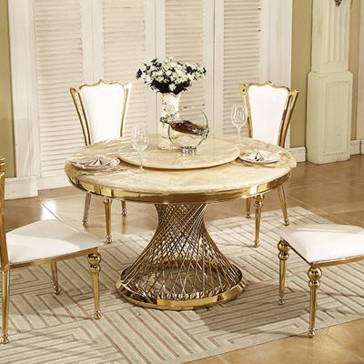 China DINING TABLE Dining Room Furniture Sets Stainless Steel Legs Around Marble Top Dining Table for sale