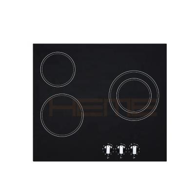 China Household Hot Sale 60cm Black Ceramic Glass 3 Infrared Hot Plates Built In Ceramic Cooktops for sale