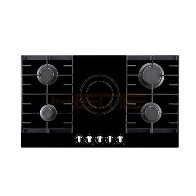 China Household Kitchen Appliances Flexible Choices Table De Cuisson Mixte 5 Cooking Zones Mill Black Glass Panel Hybrid Cooktop for sale