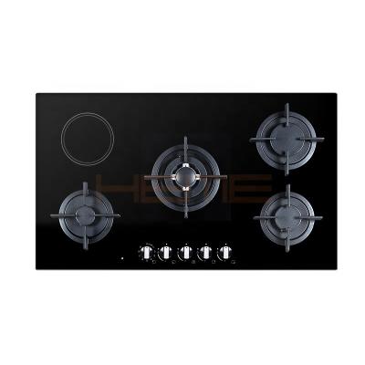 China New Design Household Kitchen Appliance Cooking Built-in Surface 5 Burner Front Control Hybrid Cook Hob for sale