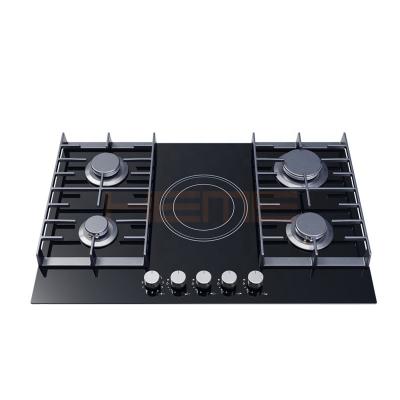 China Household New Products Surface Front Control Electric-Gas Indoor Cooking Integrated Hob With 4 Gas 1 Single Electric Ceramic Plates for sale