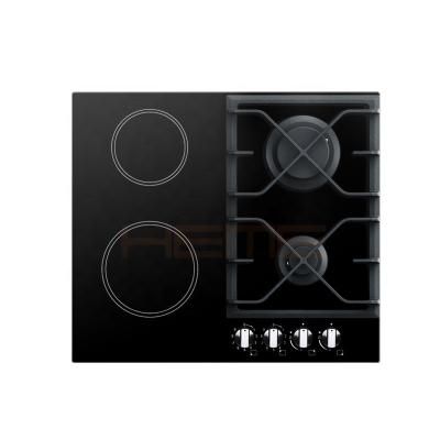 China Home Kitchen Household 4 Burner Ceramic Gas-Electric Combo Cooktop Glass Panel With 2 Mixed Hob 2 Dishes 2 Gas Infrared Fire Pits for sale