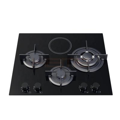 China Household Zhongshan Manufacturer Home Kitchen 60cm Panel Glass Gas And Ceramic Hybrid Combination Cooktops For Cooking for sale