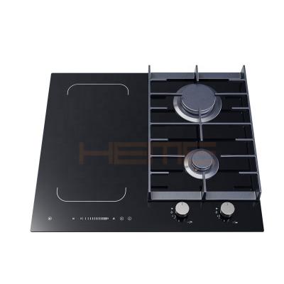 China Household Made In China New Style Kitchen Appliances Integrated Mixed Gas And Hob Black Electric Glass Panel 4 Burners Combined Stove for sale