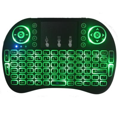 China i8 Mini Wireless Keyboard 7 Color 2.4ghz Backlit English-Russian Air Mouse with Touchpad fAndroid TV Remote Control Box for sale