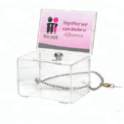 China Durable Cheap Acrylic Donation Box With Chain for sale