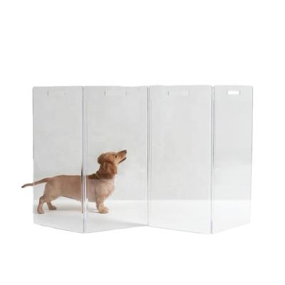 China Clear Acrylic Floor-Standing Durable Zig Zag Pet Door for sale