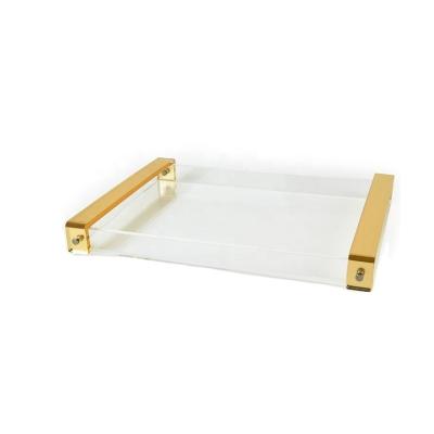 China Modern Judaica Lucite Ottoman Tray with Gold Handles for Household for sale