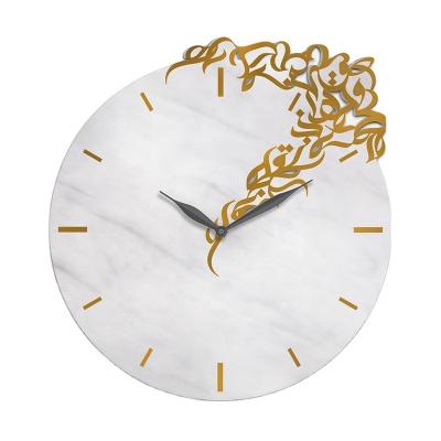 China Luxury arabic style marble acrylic wall clock for home decor for sale