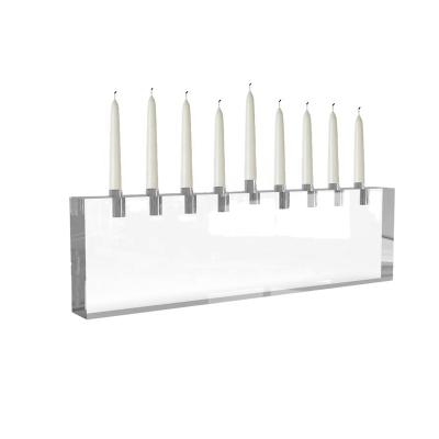 China Home Decoration Judaica Lucite Acrylic Candle Holder For Hanukkah for sale