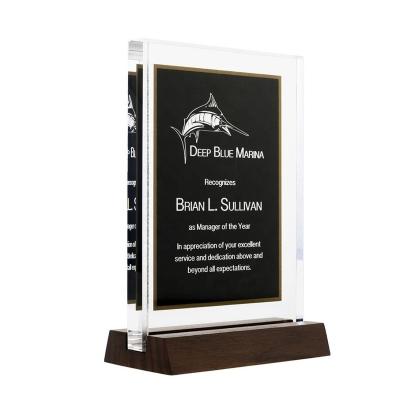 China Luxury modern custom acrylic award with wood base for sale