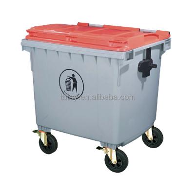 China New Large Commercial 1100L Street Sustainable Garbage Bin With Flat Lid for sale