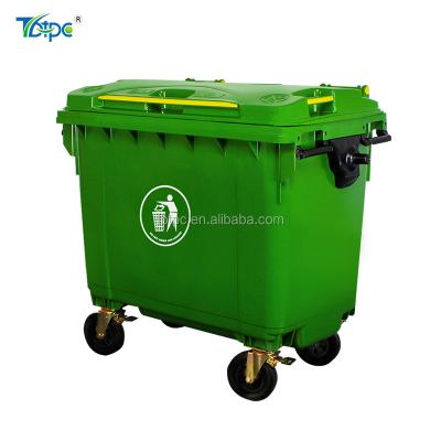 China Sustainable 660lt Waste Rubbish Bin Wheelie Bins , Plastic Outdoor Trash Can for sale