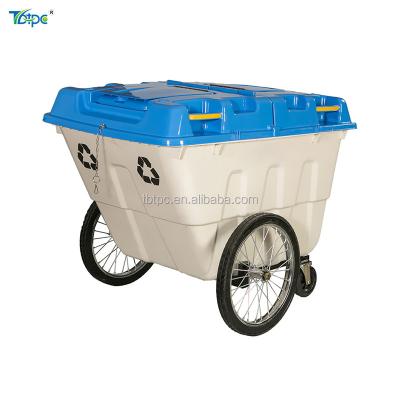 China Sustainable Small Roll Cart Bins Plastic Garden Cart With Two Wheels for sale