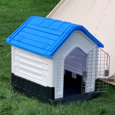 China Sustainable Plastic Indoor Outdoor Dog House Puppy Shelter Kennel With Air Vents And Raised Floor for sale