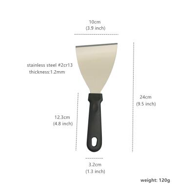 China Sustainable griddle scraper, grill scraper, stainless steel spatula with oblique flat blade and pp handle for BBQ, eppanyaki, pizza, dough for sale