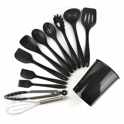 China Sustainable Silicone Cookware Set 12pcs Kitchen Utensils Spatula Set with Storage Bucket for Non-Stick Cookware Utensils for sale