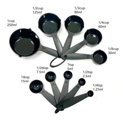 China 10pcs Viable Fast Delivery Measuring Cups and Spoons Set with Engraved Metric/US Markings, Rainbow Color Black, Khaki in Stock for sale