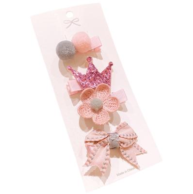 China The new popular cute princess baby hits the Korean clip hair clip headdress clip edition pink bundle cards for sale