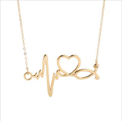 China European and American female simple nurse temperament hip hop clavicle chain medical necklace popular gift love ECG for sale