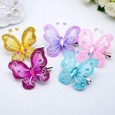 China Beautiful sweet fashion colorful hair clips with butterfly for girl hair accessories for sale