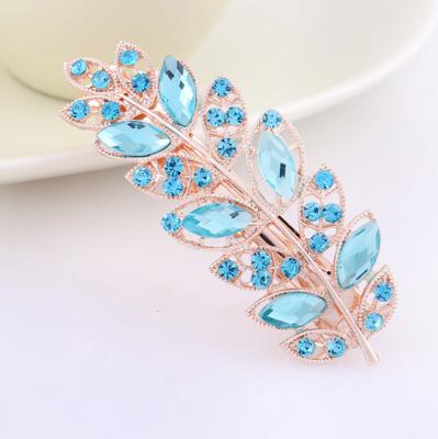 China Popular Korean Big Crystal Set With Spring Ponytail Hairpin Leaf Flower Hairpin Selling Clip Jewelry Horizontal Wholesale for sale