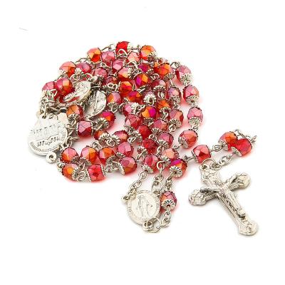 China Crystal Necklace Religious Christian Ornaments Cross Beads Rosary Necklaces for sale