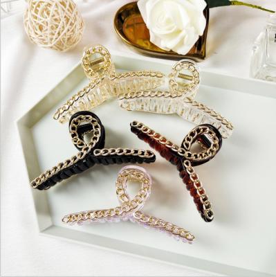 China Large Environmentally Friendly Korean Hairpin Hairpin Ponytail Clip Chain Hairpin Chain Clip for sale